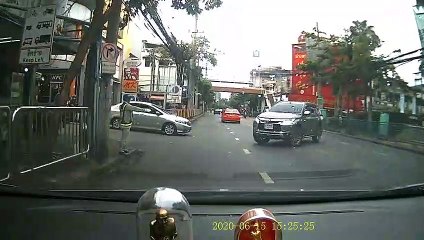 Toddler runs out in front of car