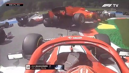 El choque entre las dos Ferrari en Austria
