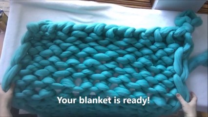 How to arm knit a Merino wool blanket | بطانية كروشيه بالايد بدون ابره