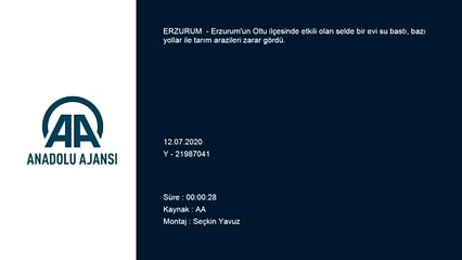 Erzurum'da etkili olan selde bir evi su bastı, bazı yollar ve tarım arazileri zarar gördü