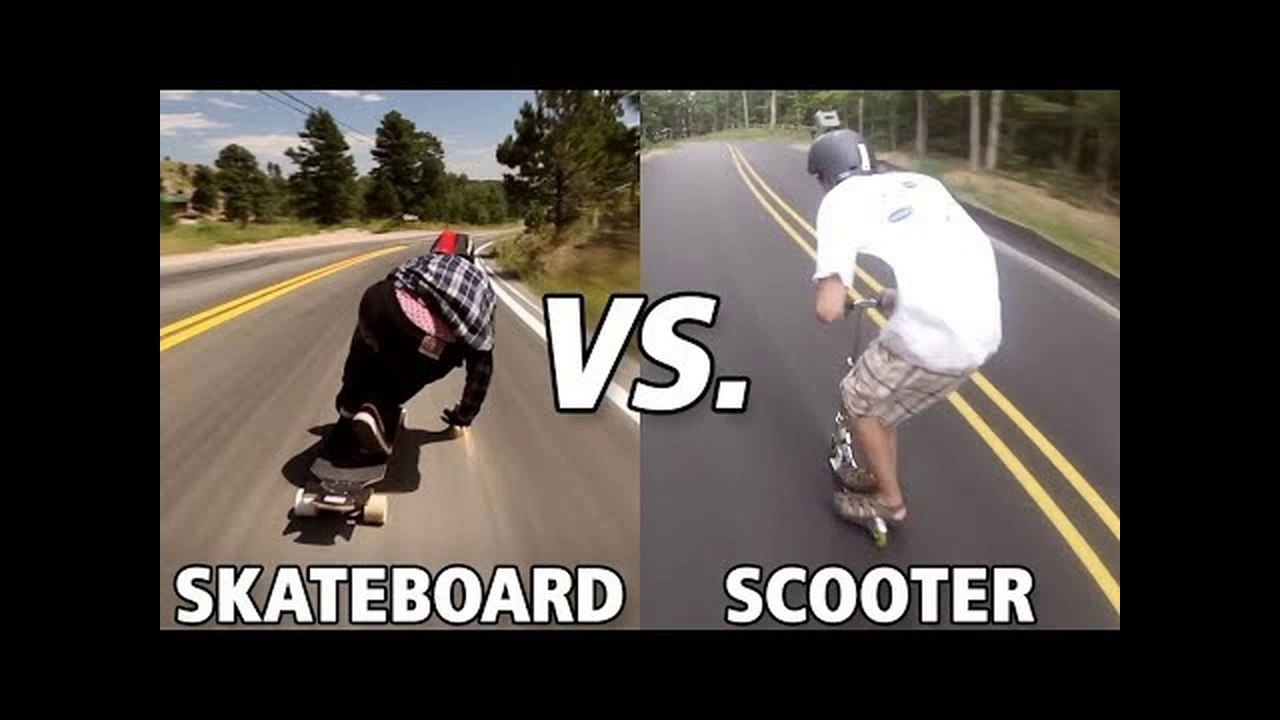 Skateboard vs Scooter Extreme Downhill (Wins & Fails)