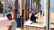 شوف بحر مدينة مرتيل أفضل شاطئ في المغرب - تبحيرة ف كابونيكرو Martil الرأس الاسود تطوان المغرب.