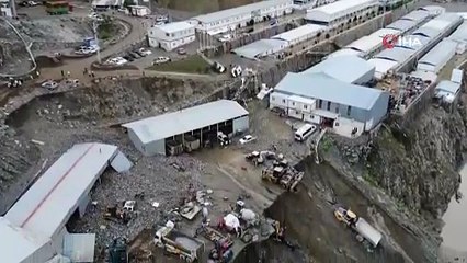 Selin vurduğu Yusufeli Barajı şantiyesi havadan görüntülendi