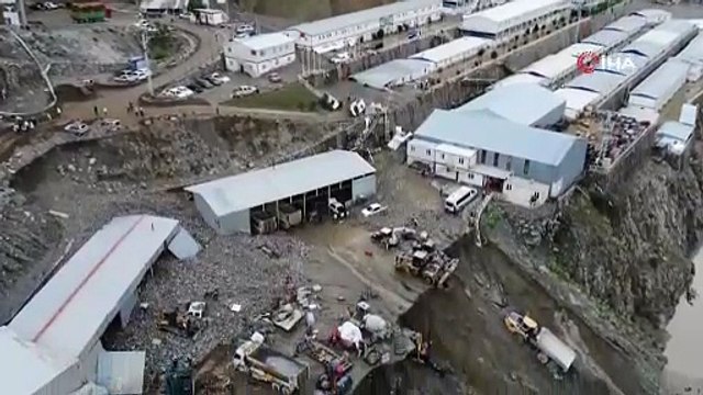 Selin vurduğu Yusufeli Barajı şantiyesi havadan görüntülendi
