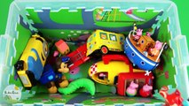 Learn characters, vehicles, colors for kids with Princess Holly, Ben Elf, Peppa Pig, etc toys in box