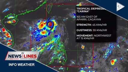 PTV INFO WEATHER: Tropical depression #CarinaPH heading toward Luzon strait