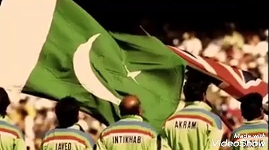 Wining moments of 1992 world cup final , with world cup song .The world is gathered here The flages are up Who's gonna be No l Who's gonna take up the cup