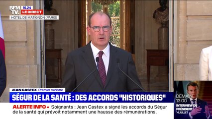 Jean Castex: "Cet accord historique se veut d'abord une reconnaissance considérable à l'égard de celles et ceux qui ont été en première ligne" (BFMTV)