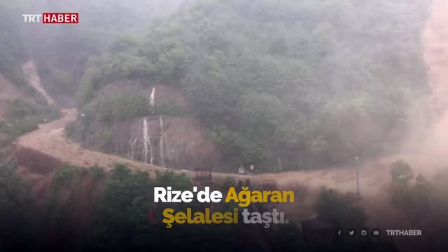 Rize'de Çayeli Ağaran Şelalesi taştı