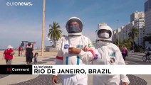 برزیل؛ پوشیدن لباس‌های فضانوردان برای محافظت در برابر کرونا