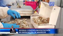 Presidente Lenín Moreno constata bioprotección en empacadora de mariscos