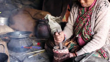 Cooking Curry of dry meat and Eating food together at night time in village ll Making sauce