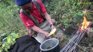 hunt the wasp nest and eat it in Nepal