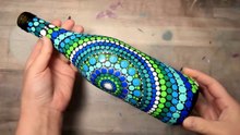 EASY Dot Mandala Bottle Painting Using ONLY Qtip Toothpick Pencil How /Peinture de bouteille de mandala à pois facile en utilisant UNIQUEMENT un crayon cure-dent Qtip Comment