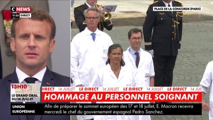 Cérémonie du 14 juillet : hommage au personnel soignant place de la Concorde