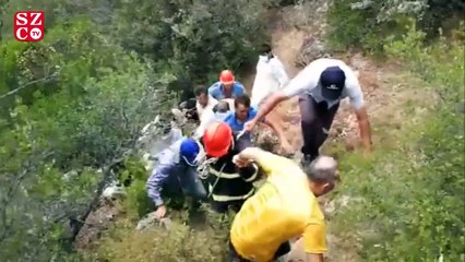 Dinamit patlatan defineciler patlayıcılarla birlikte şelaleden düştü