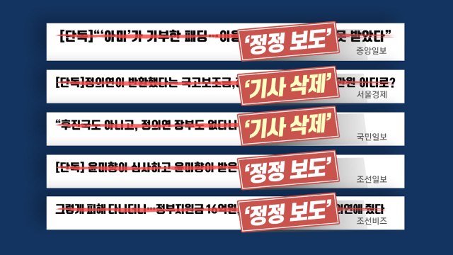 [뉴있저] 정의연 관련 보도, 무더기 오보 정정... 허위 보도로 명예 훼손 / YTN