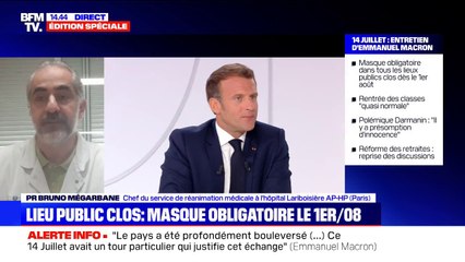 Masque obligatoire dans les lieux publics clos: le Pr Bruno Mégarbane salue "une excellente décision"