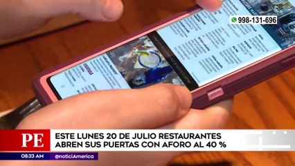 Primera Edición: Este lunes 20 de julio restaurantes abren sus puertas con aforo al 40%
