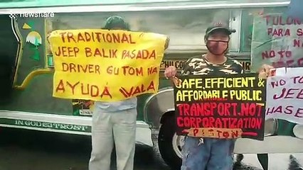 Struggling bus drivers beg in the street for food in the Philippines