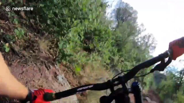Crazy mountain biking crash captured in POV in Arizona