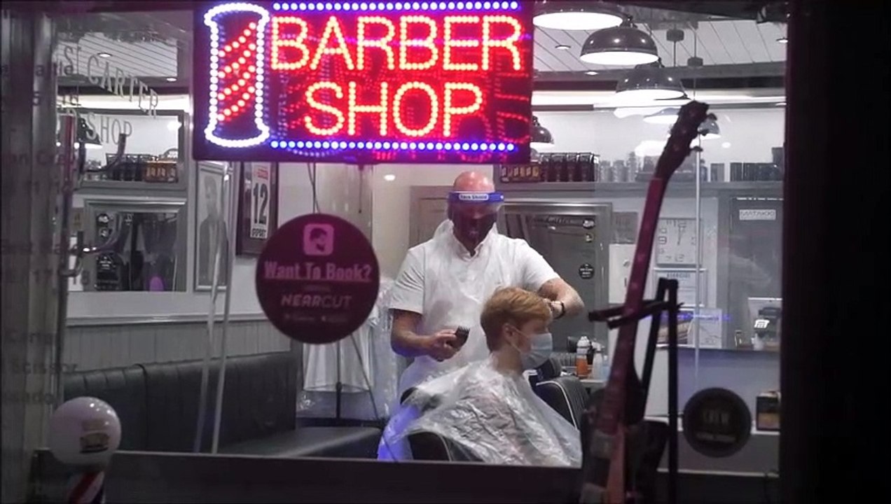 Ross Carter Barber Shop in Laurieston opened at 12.00am July 15 to start the first professional haircuts of lockdown easing in Scotland