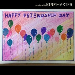 Friendship Day Drawing with balloons easy step by step