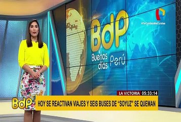 La Victoria: seis buses de la empresa “Soyuz” se incendian en local de la avenida México