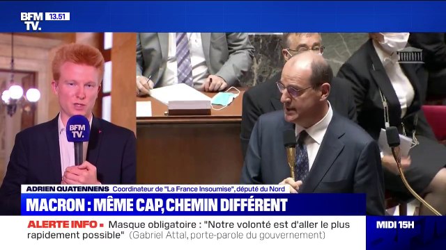 Adrien Quatennens: J'espère qu'on s'ennuiera une peu moins cette après-midi avec Castex mais je ne suis pas très enthousiaste
