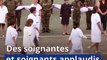 14-Juillet : Des soignants applaudis lors d'un défilé aux côtés des militaires
