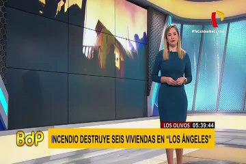 Incendio de grandes proporciones destruye seis viviendas en Los Olivos