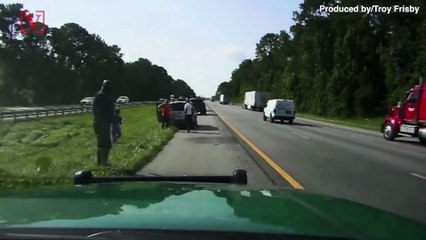 Footage Shows Shaq Stopping to Help Family Who Suffered Tire Blowout on Highway