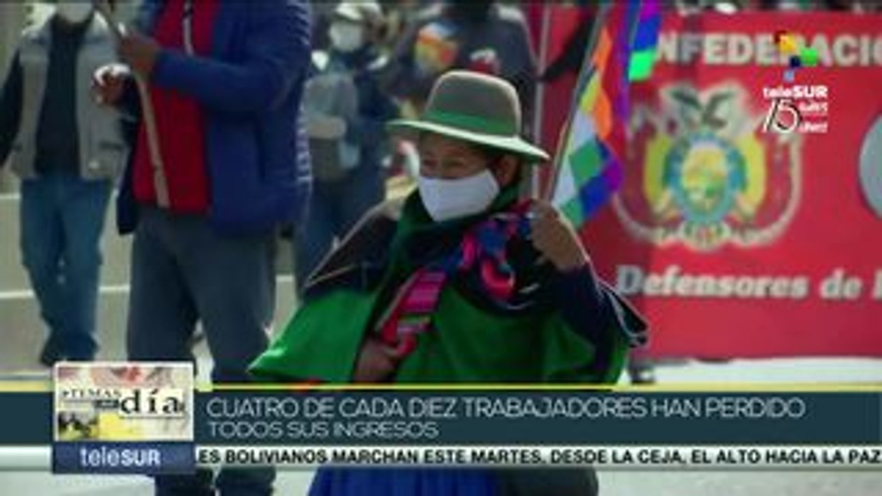 Org. sociales de Bolivia marchan en defensa de los derechos laborales