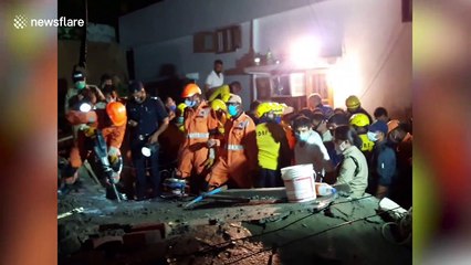 Rescue operation ongoing after building collapse leaves at least six people buried in northern India