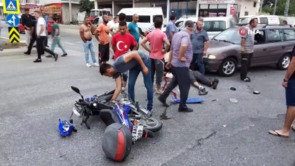 Samsun'da otomobille çarpışan motosiklet sürücüsü ölümden döndü