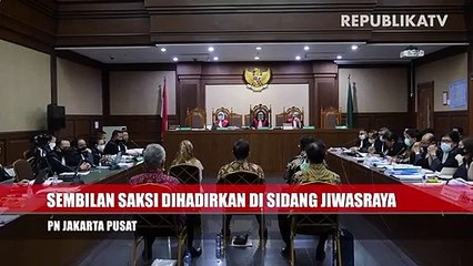 Suasana sidang lanjutan terkait kasus korupsi pengelolaan keuangan dan dana investasi PT Asuransi Jiwasraya di Pengadilan Tipikor.