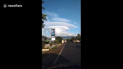 Bizarre cloud formation appears over Indonesian city