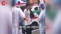 Kafasına saplı bıçakla sergilediği sakin tavırlar görenleri şaşırttı