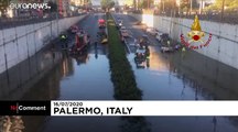 Dozens swim to safety after floods trap cars in Palermo underpass
