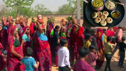 1300 year old Dal Baati Churma big bite TRADITIONAL DAL BAATI Cooked for 50 School Kids! Unique DESERT Food in Rajasthan