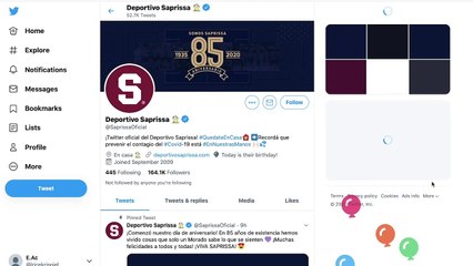Twitter - Celebración de Saprissa por sus 85 años