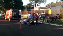 Motociclista tem grave lesão na perna após sofrer acidente no Bairro Brasília