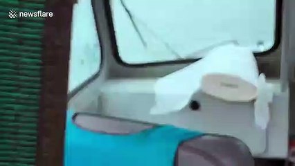 Killer whales get up close and personal with small fishing boat in Alaska