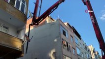 Gaziosmanpaşa'da inşaat çalışması sırasında bir binanın duvarı çöktü