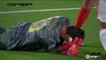 Courtois takes a knee to the head