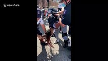 NYPD detain protesters for allegedly 'sitting down'