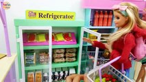 Barbie Rapunzel Grocery Shopping Doll House Morning Belanja bahan makanan Compras de supermercado