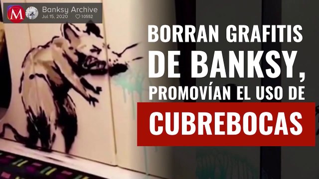 Borran grafitis de Banksy en el Metro de Londres; promovían el uso de cubrebocas
