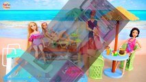 Barbie Cali Girl Beach Pool Playset Unboxing & Bedroom Morning Routine Barbie kolam renang Piscina