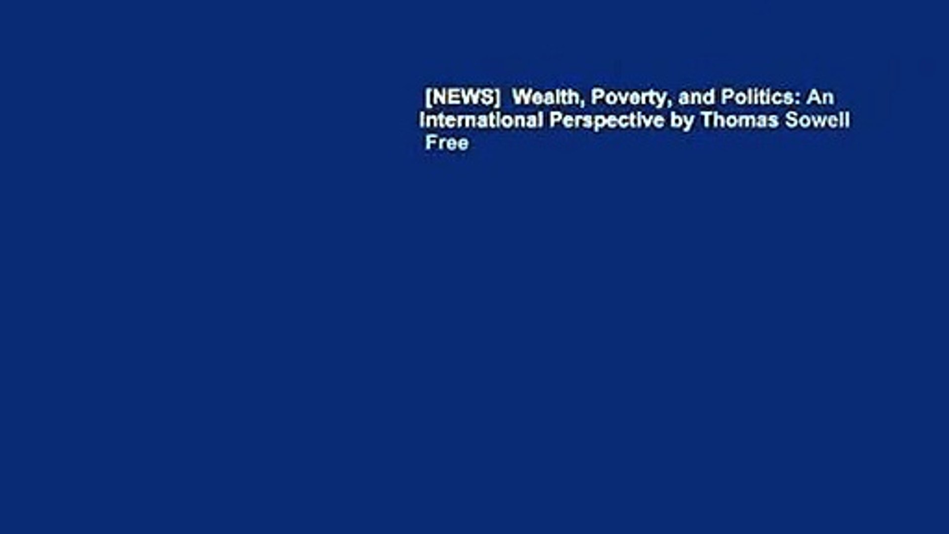 [NEWS]  Wealth, Poverty, and Politics: An International Perspective by Thomas